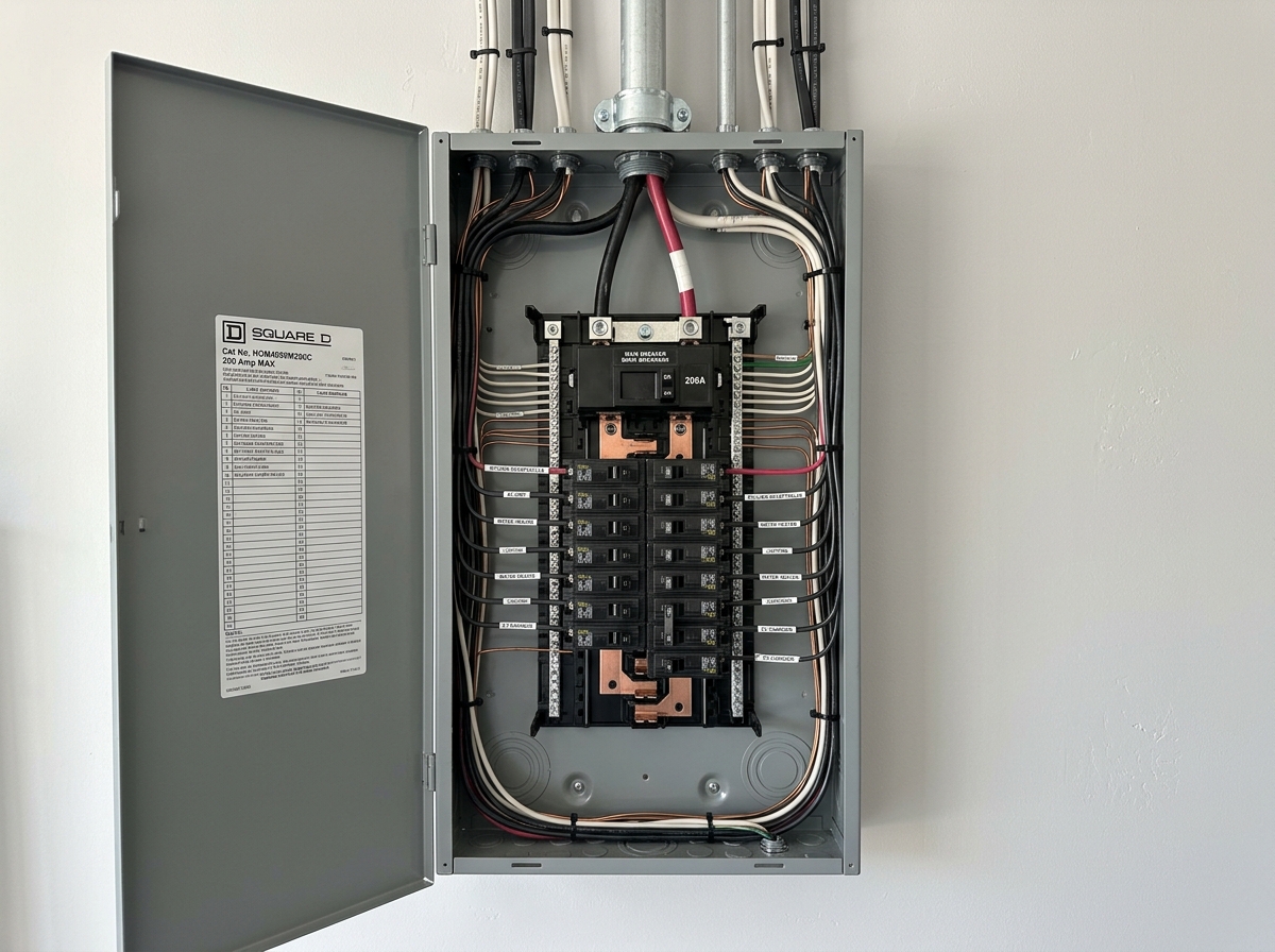 Upgraded 200 amp breaker electrical panel installation in Pickering home by Alltech Electrical Systems Inc