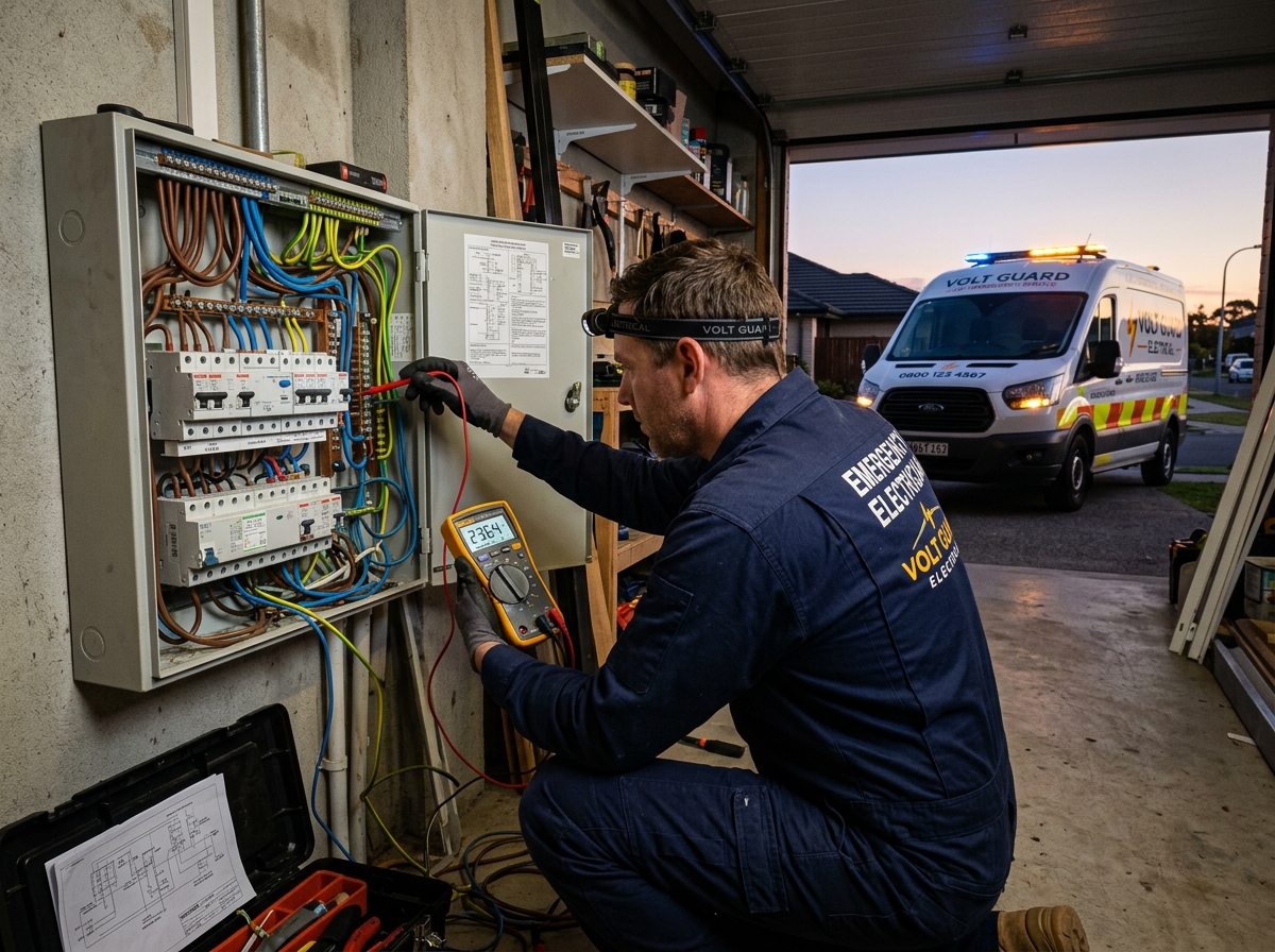 Emergency electrical repair technician testing circuit in Pickering